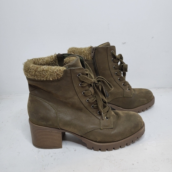 Universal Thread Shoes - Universal Thread Leather Lace Up Platform Combat Boots Brown Size 12